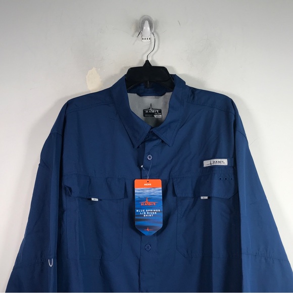 Habit Crayfish Long Sleeve River Shirt, Men's Size 3XL - Navy Peony - Picture 5 of 9